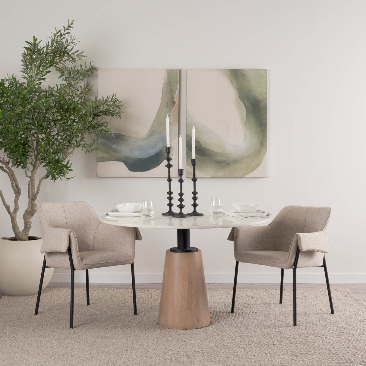 Brently Dining Chair w/ Oatmeal Fabric & Matte Black Metal Legs, Set of 2 from Mercana - Luna Furniture