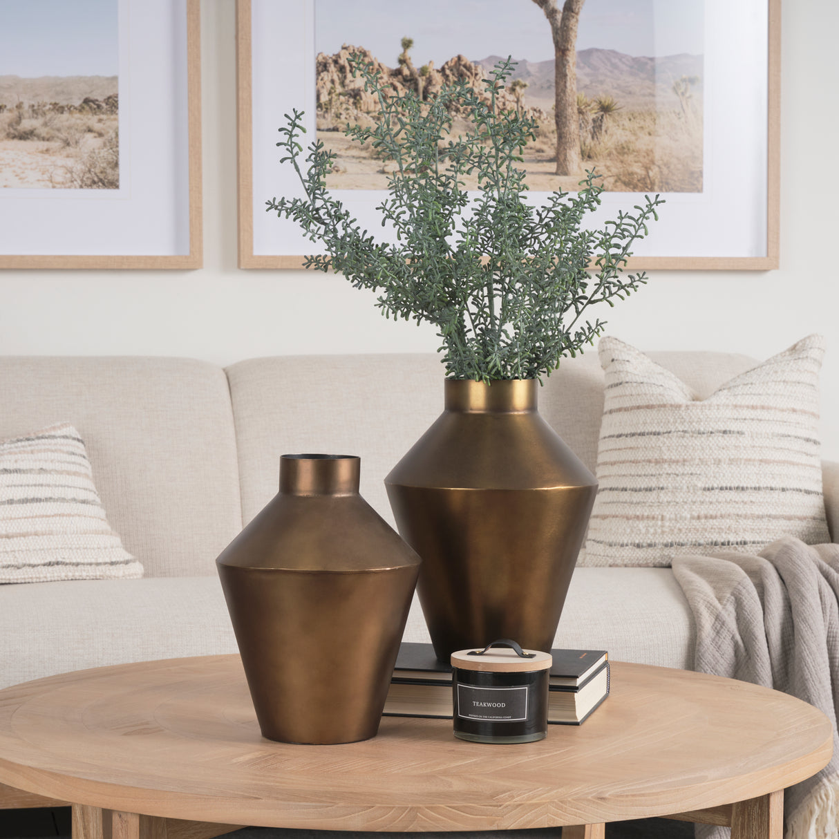 Perrin Large Brushed Gold Metal Decorative Vase from Mercana - Luna Furniture
