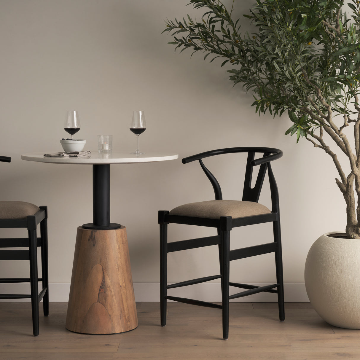 Trixie Black Wood Frame w/ Dark Taupe Fabric Seat Counter Stool from Mercana - Luna Furniture