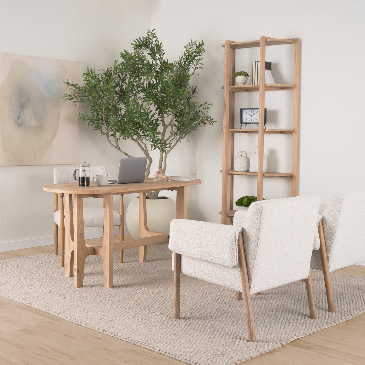 Taylin Light Brown Solid Wood Open Bookshelf from Mercana - Luna Furniture