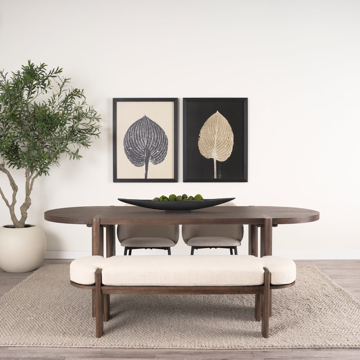 Sohan Dark Elm Wood Oval Dining Table from Mercana - Luna Furniture