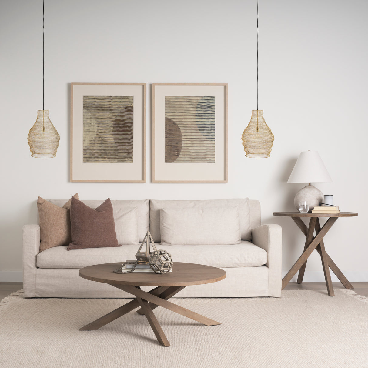 Halycon 16.0L x 16.0W x 20.0H Gold Mesh and Iron Pendant Light from Mercana - Luna Furniture