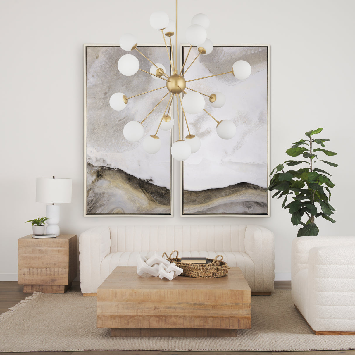 Barbara Brushed Gold Metal w/ Frosted Glass Globes 18-Light Chandelier from Mercana - Luna Furniture