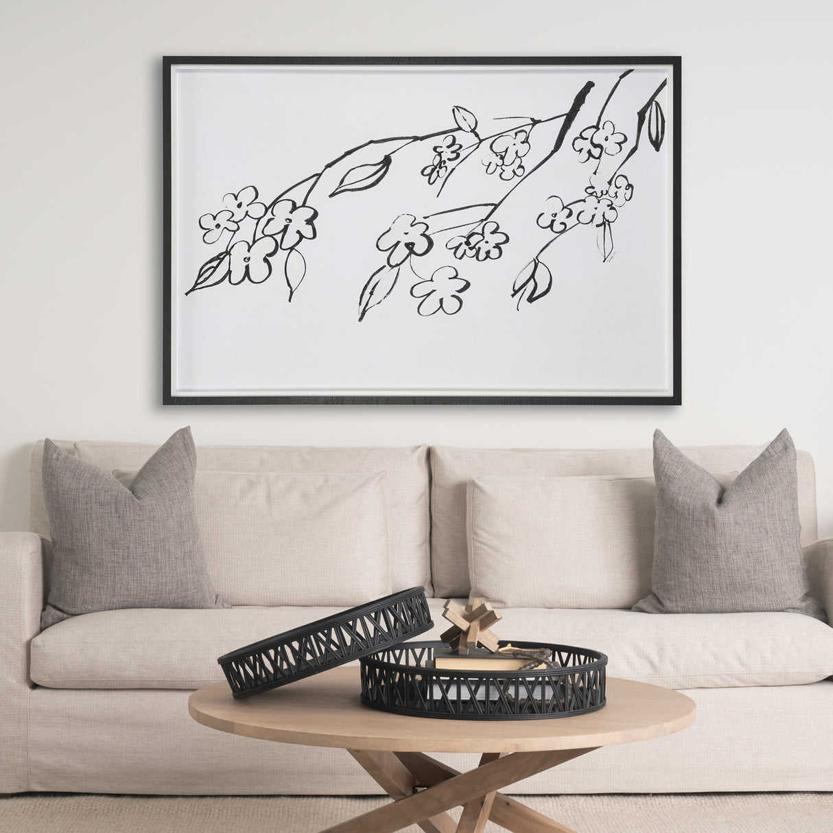 Blossoming Cherry Branch by Mercana Studio Hand Embellished Framed Art Print Matted under Glass from Mercana - Luna Furniture