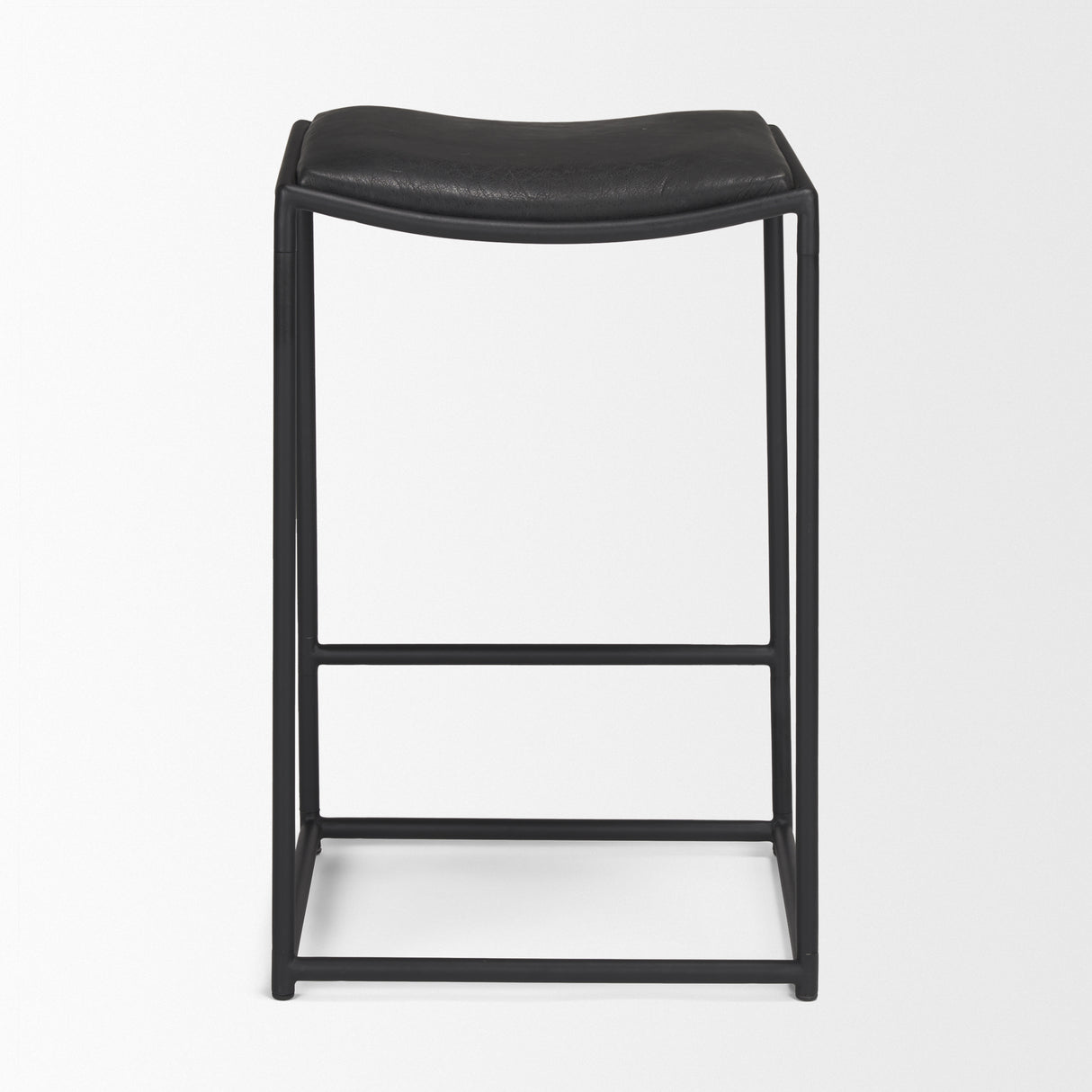 Taniel Black Leather w/ Black Metal Counter Stool from Mercana - Luna Furniture