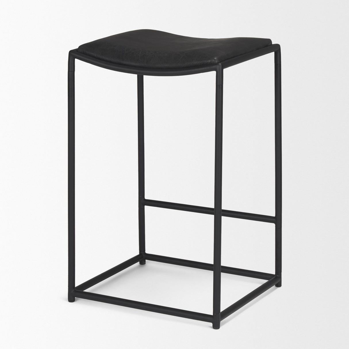 Taniel Black Leather w/ Black Metal Counter Stool from Mercana - Luna Furniture