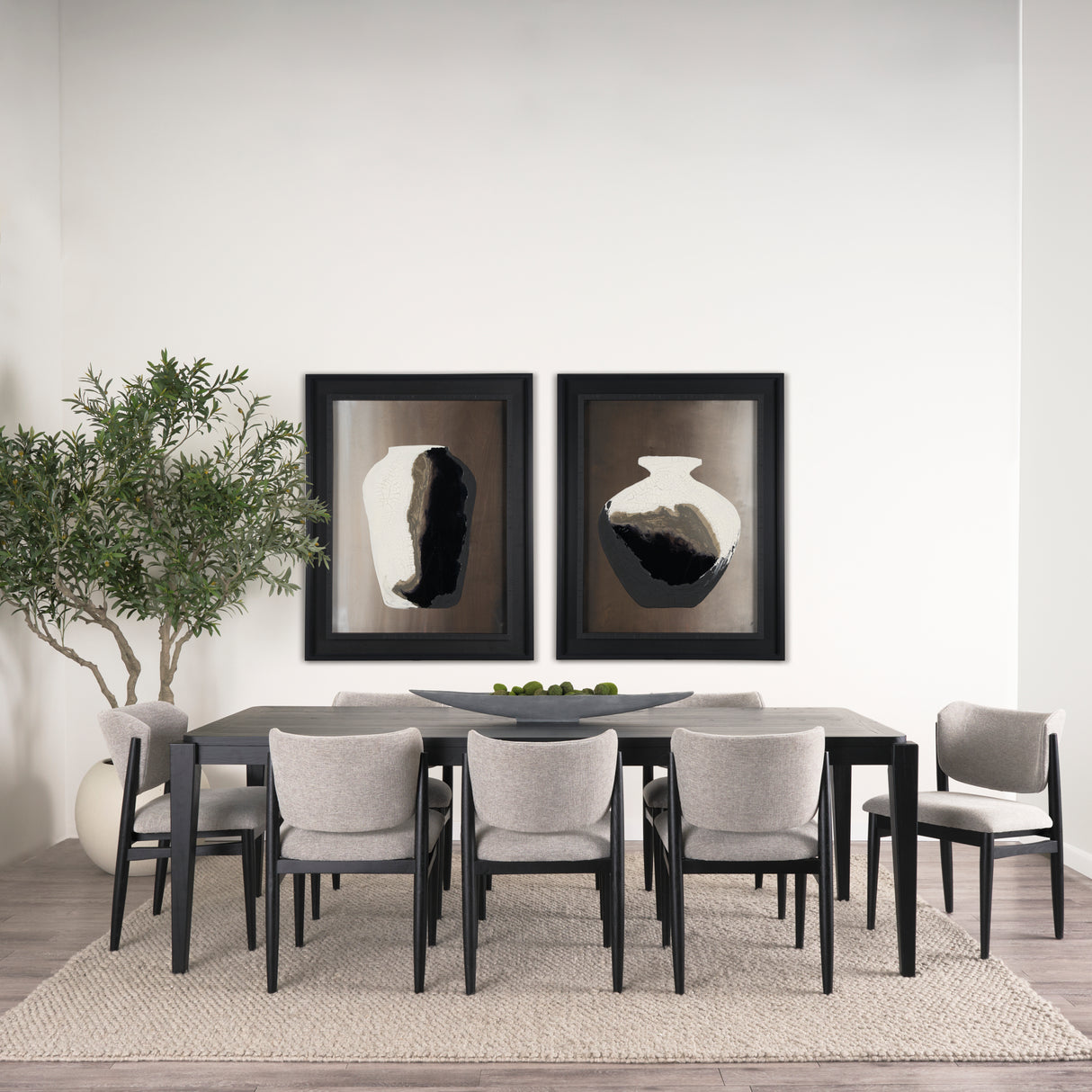Cline 20.9L x 23.0W x 31.9H Gray Fabric W/Black Wood Dining Chair, Set of 2 from Mercana - Luna Furniture