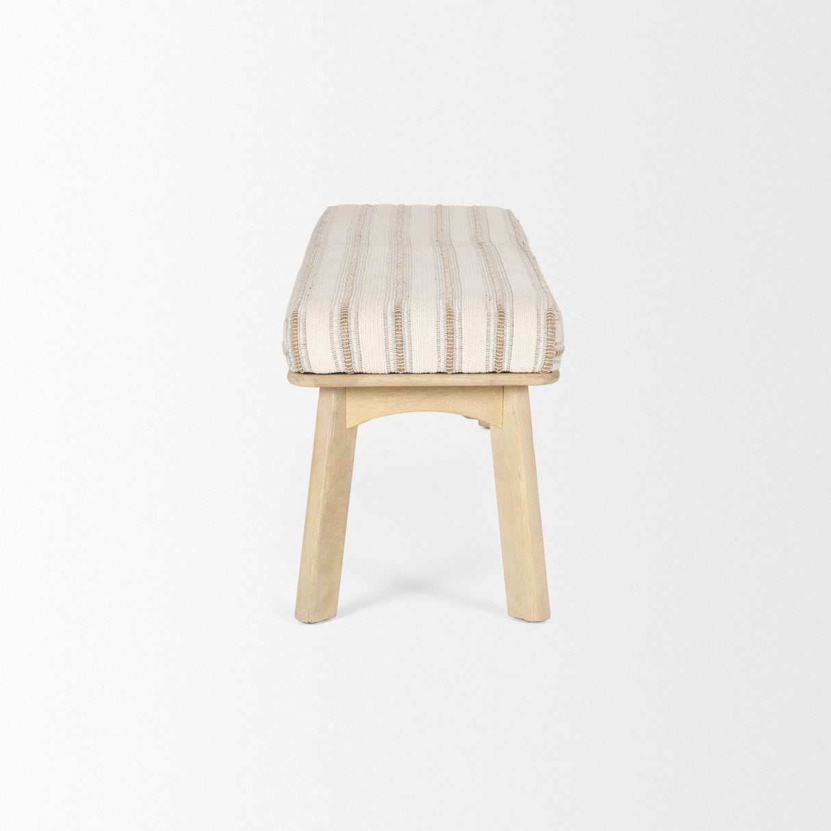 Taimo White Washed Light Brown Wood w/ Striped Fabric Seat Bench from Mercana - Luna Furniture