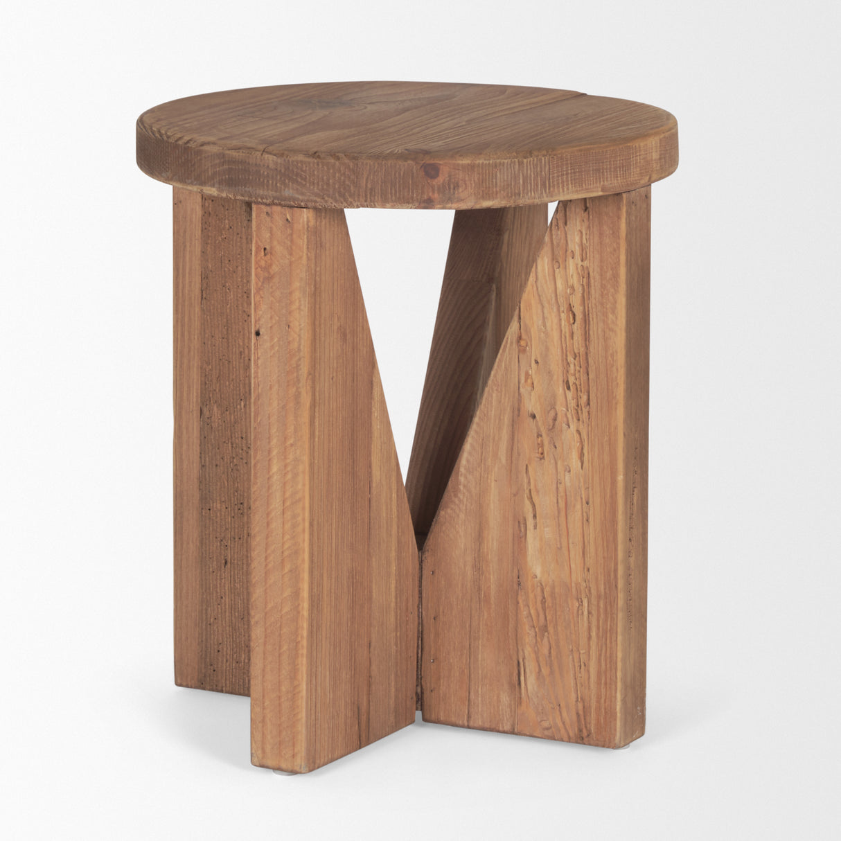Tahlia Round Natural Brown Wood w/ Angled Legs Stool from Mercana - Luna Furniture