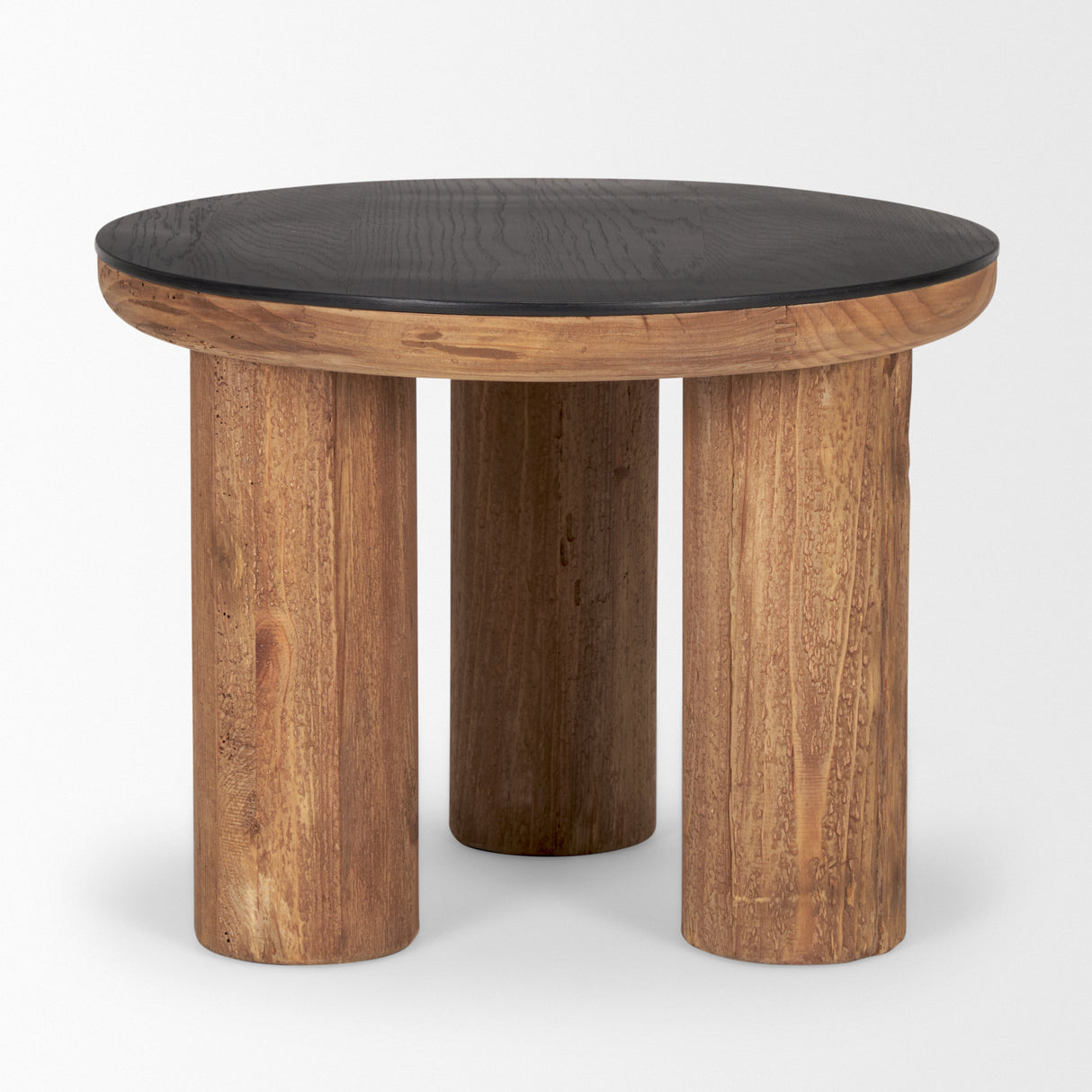 Tucson Natural Wood w/ Round Black Oak Top Side Table from Mercana - Luna Furniture