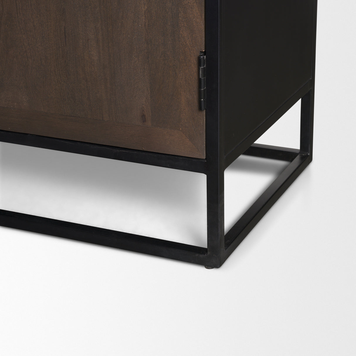 Sloan 42W x 80H Dark Brown Wood W/Black Metal Arched Curio Cabinet from Mercana - Luna Furniture