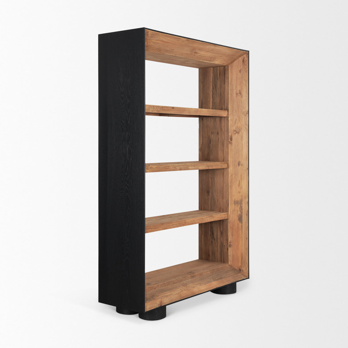 Tabor Natural Wood w/ Black Oak Frame Bookcase from Mercana - Luna Furniture