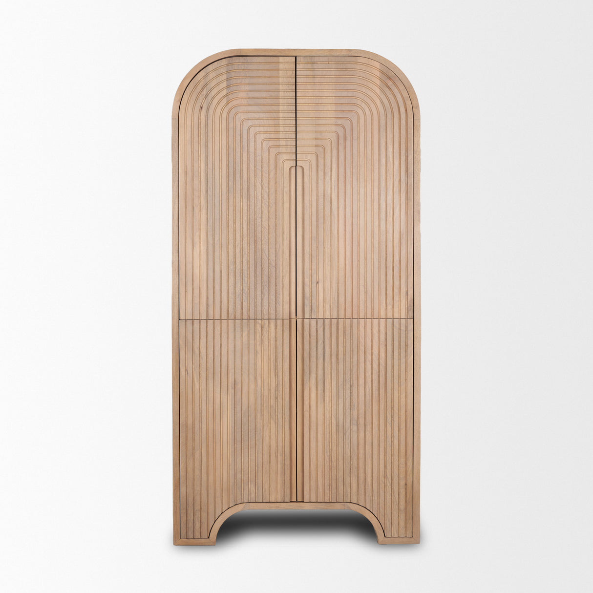 Sorina Reverse Fluted Light Brown Wood Curio Cabinet from Mercana - Luna Furniture
