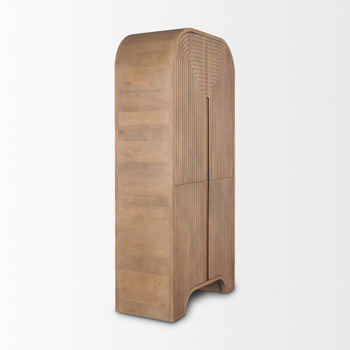 Sorina Reverse Fluted Light Brown Wood Curio Cabinet from Mercana - Luna Furniture