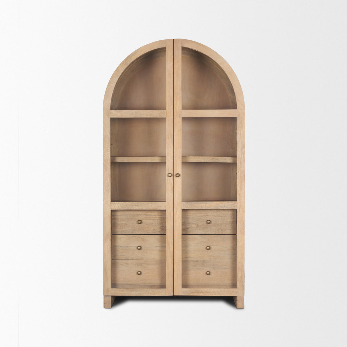 Suri Light Brown Wood W/Glass Doors Arched Curio Cabinet from Mercana - Luna Furniture