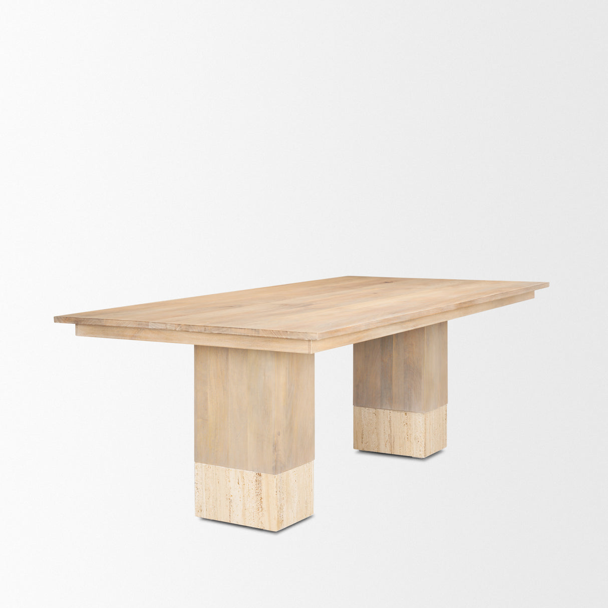 Shivon 94" Light Brown Mango Wood W/ Travertine Dining Table from Mercana - Luna Furniture