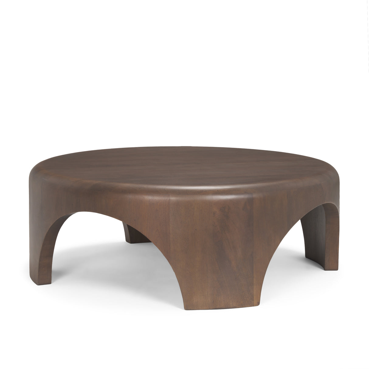 Shima Round Dark Brown Wood W/Arched Legs Coffee Table from Mercana - Luna Furniture