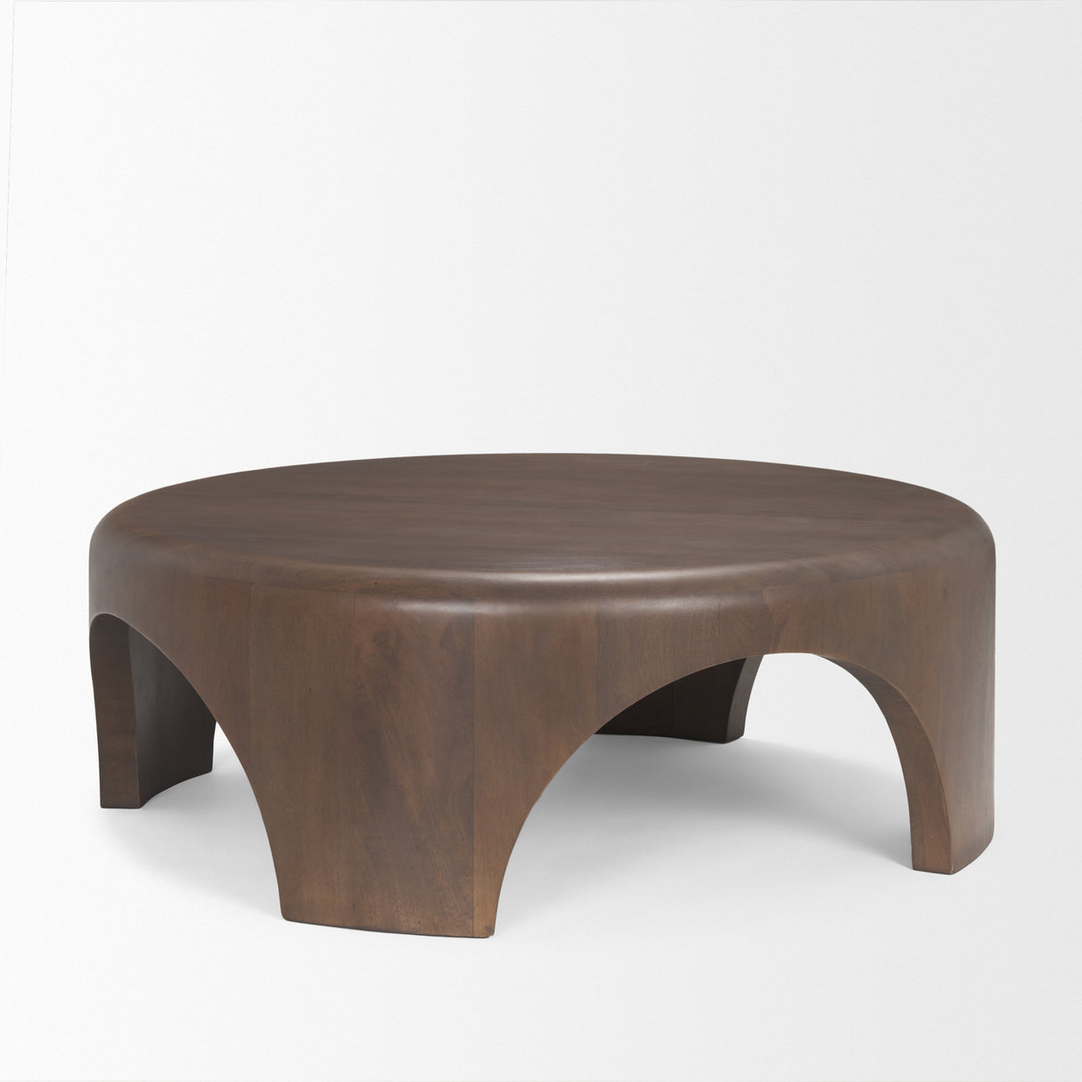 Shima Round Dark Brown Wood W/Arched Legs Coffee Table from Mercana - Luna Furniture