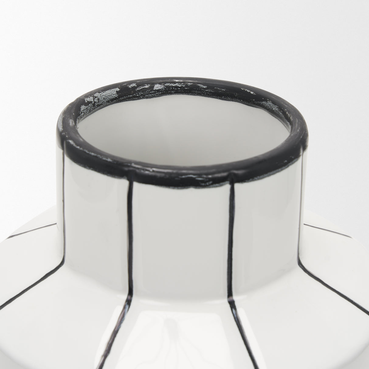 Dinah Small White w/ Black Stripes Ceramic Vase from Mercana - Luna Furniture