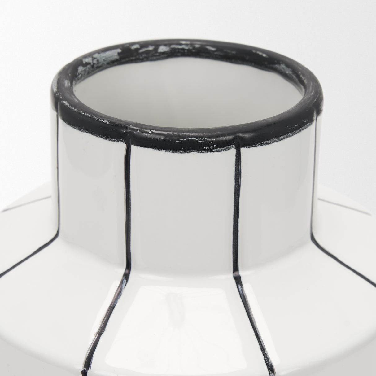 Dinah Small White w/ Black Stripes Ceramic Vase from Mercana - Luna Furniture