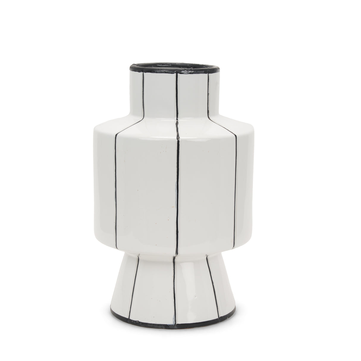 Dinah Large White w/ Black Stripes Ceramic Vase from Mercana - Luna Furniture