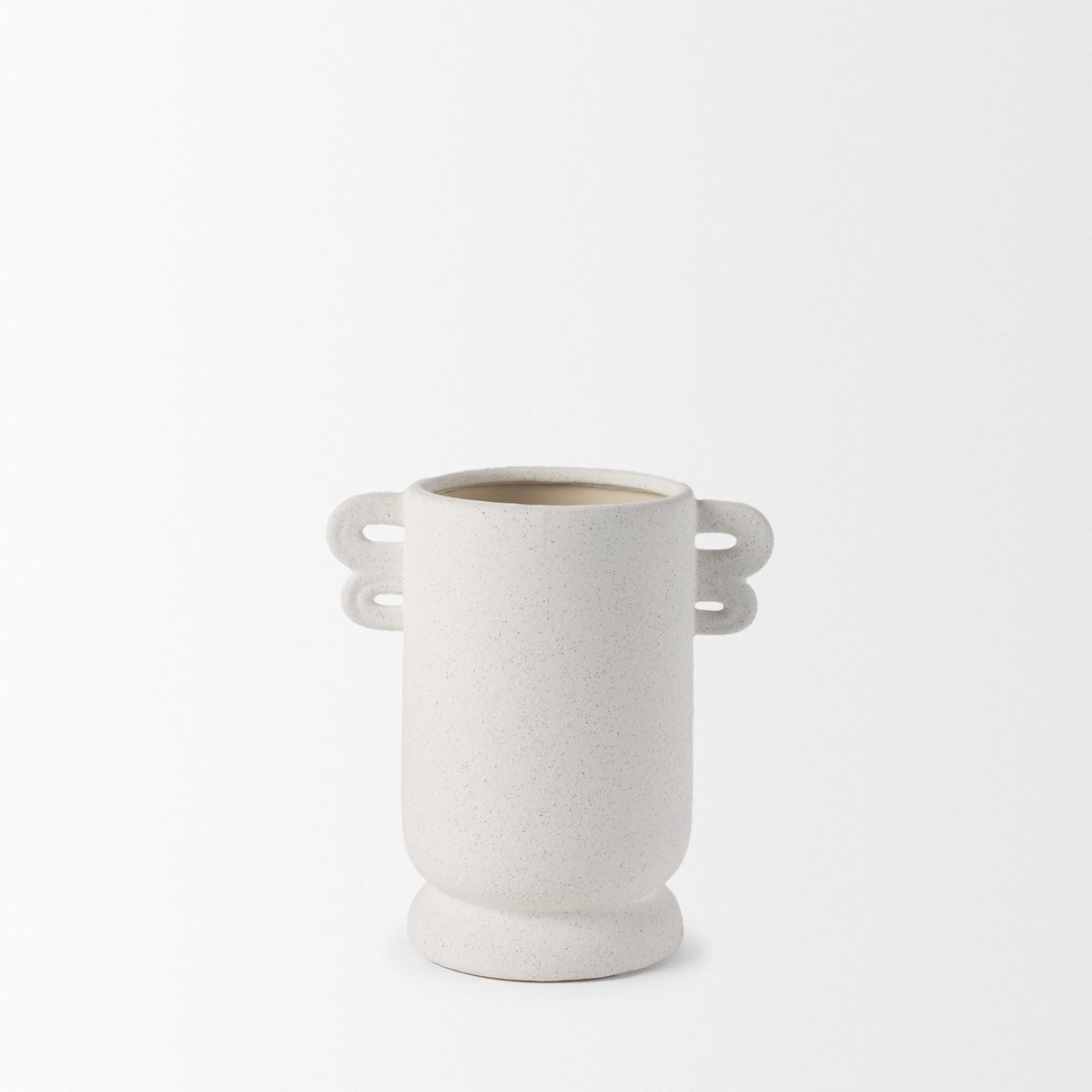 Dylan Small Textured Off White w/ Handles Ceramic Vase from Mercana - Luna Furniture