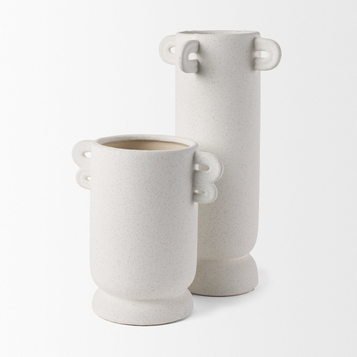 Dylan Tall Textured Off White w/ Handles Ceramic Vase from Mercana - Luna Furniture