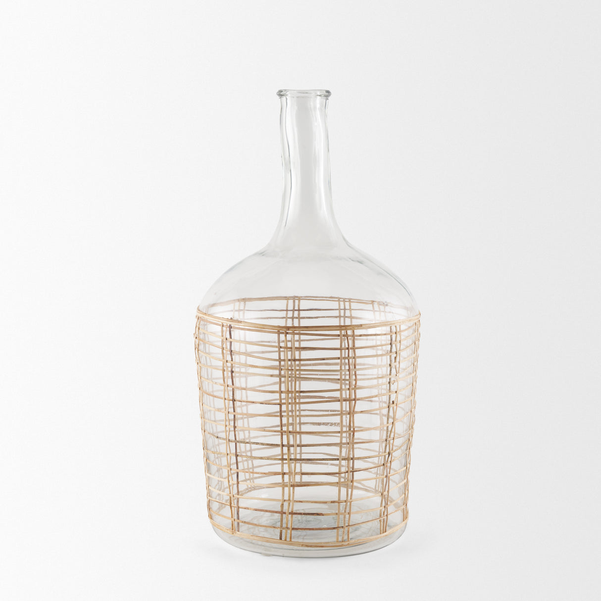 Troian Large Rattan Wrapped Glass Bottle from Mercana - Luna Furniture