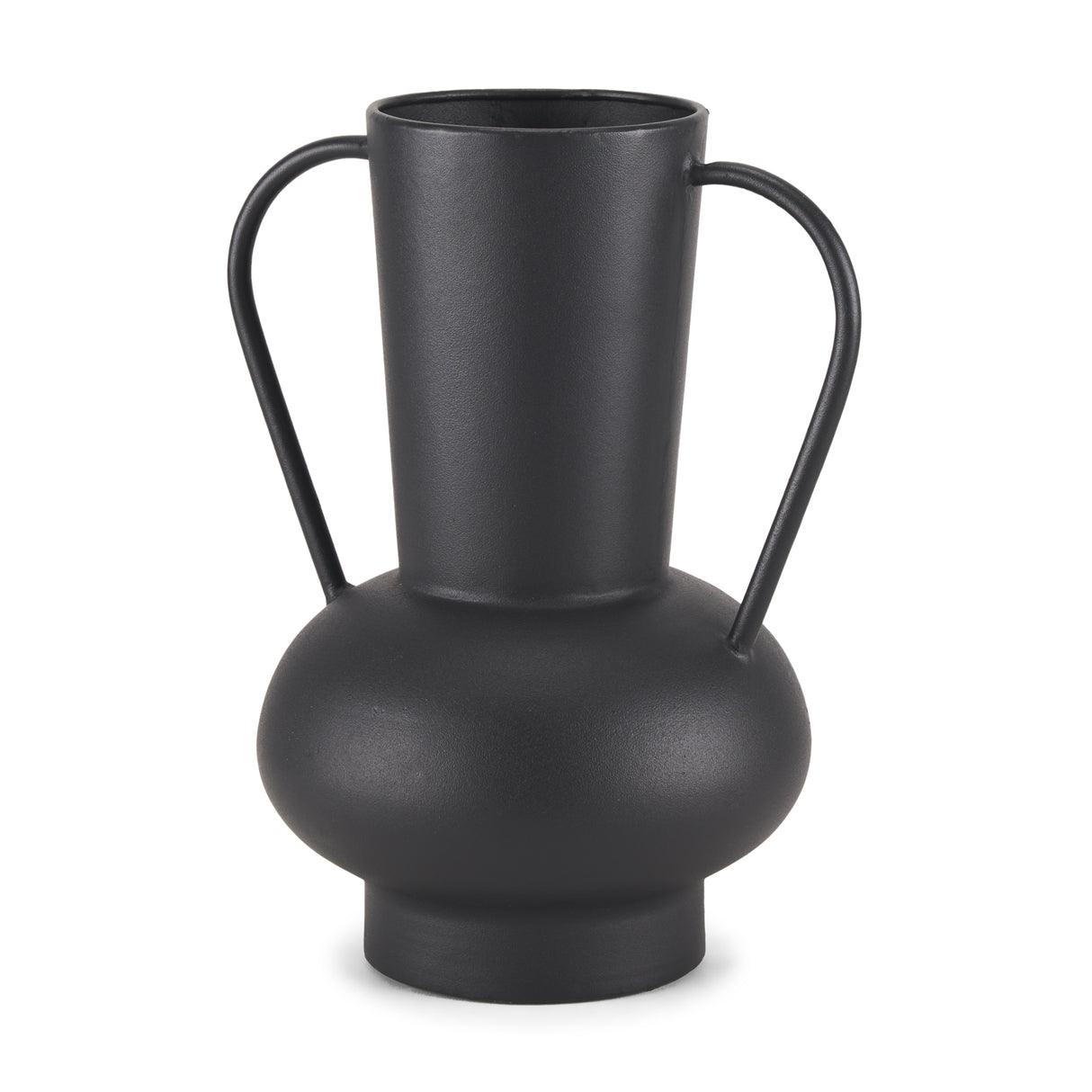 Tasya Large Matte Black w/ Handles Metal Vase from Mercana - Luna Furniture