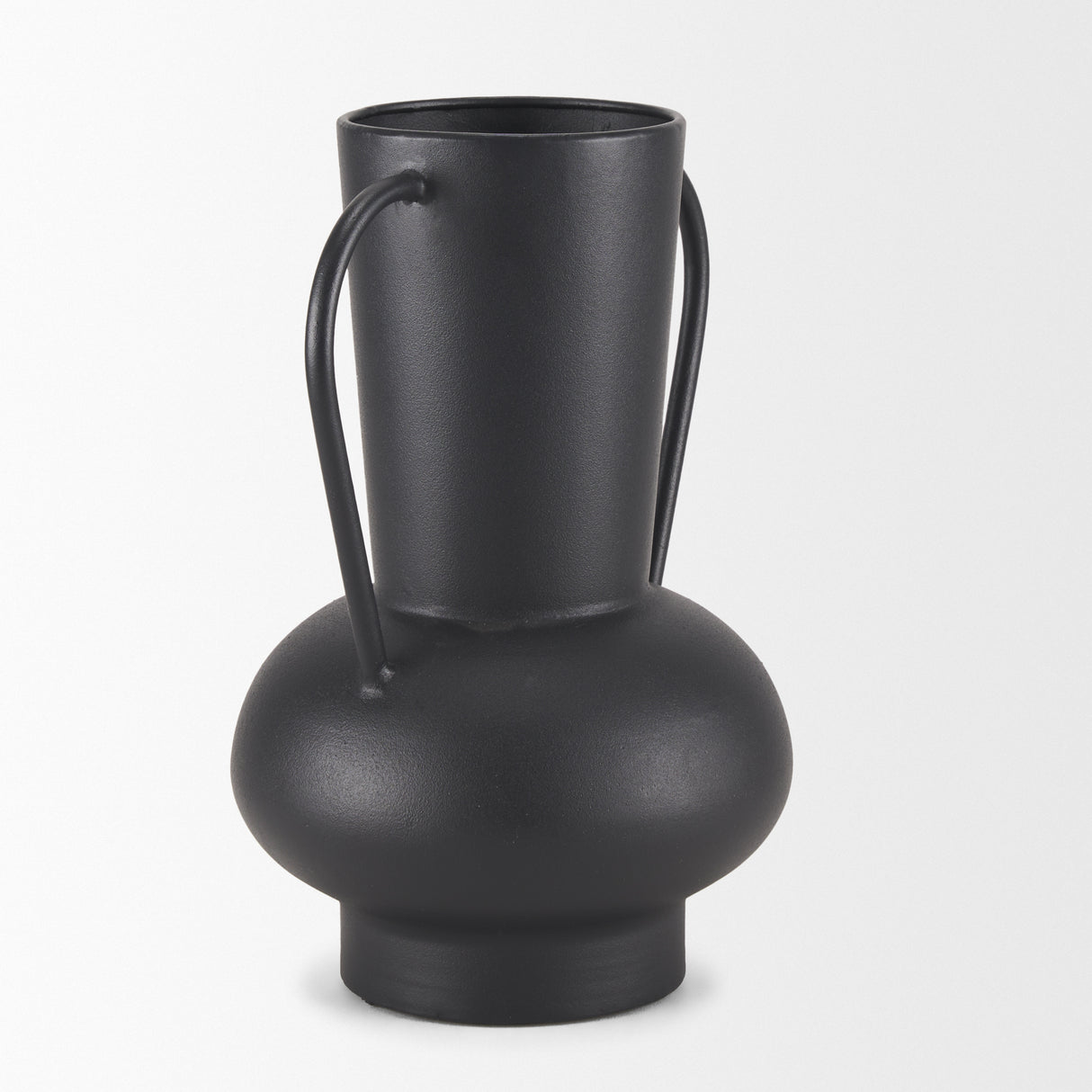 Tasya Large Matte Black w/ Handles Metal Vase from Mercana - Luna Furniture