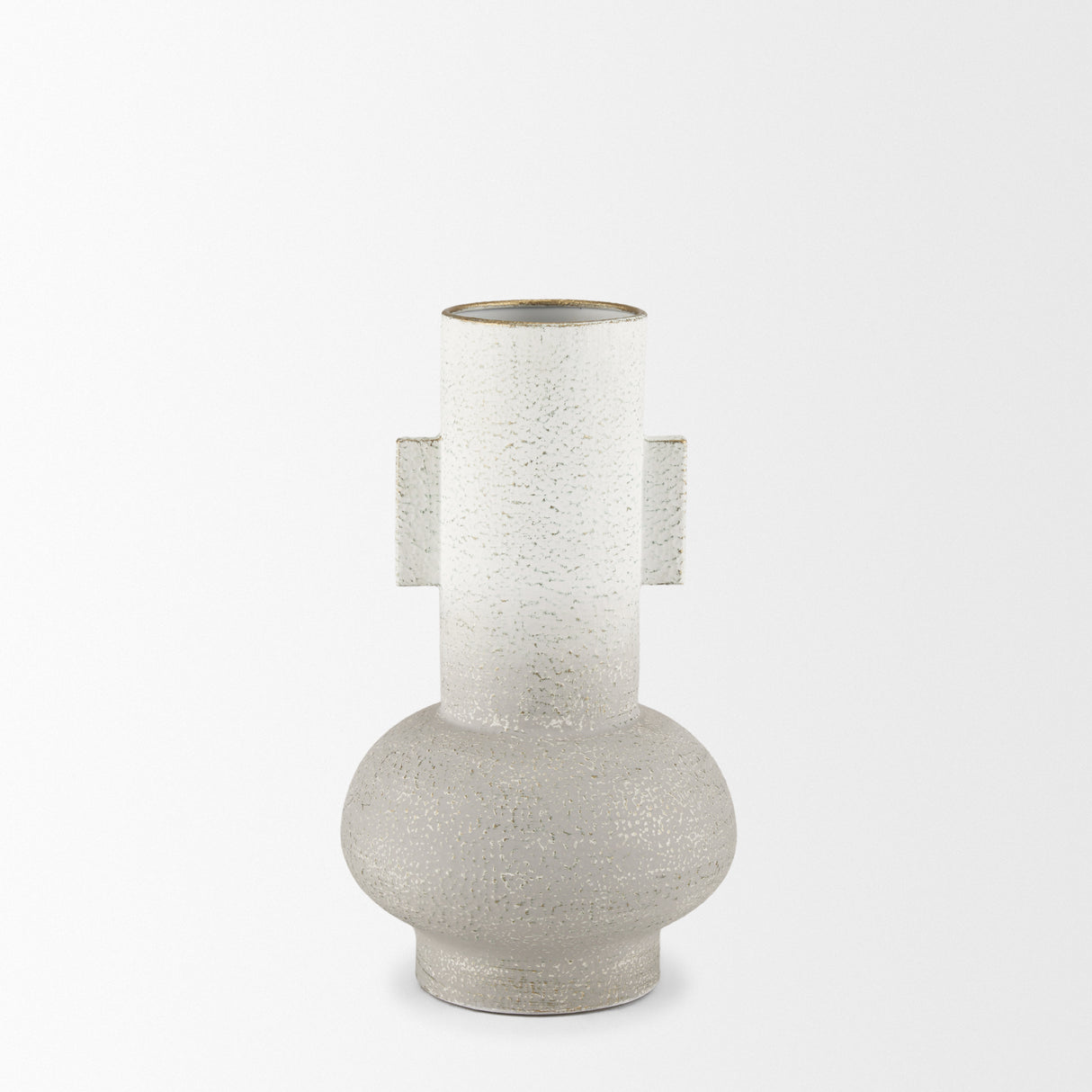 Torres Small Textured Off White w/ Gold Metal Vase from Mercana - Luna Furniture