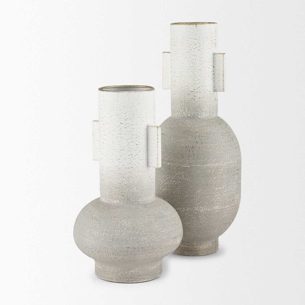 Torres Small Textured Off White w/ Gold Metal Vase from Mercana - Luna Furniture