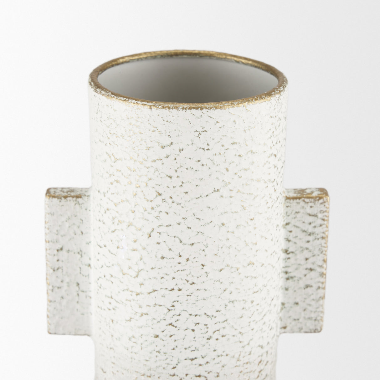 Torres Tall Textured Off White w/ Gold Metal Vase from Mercana - Luna Furniture
