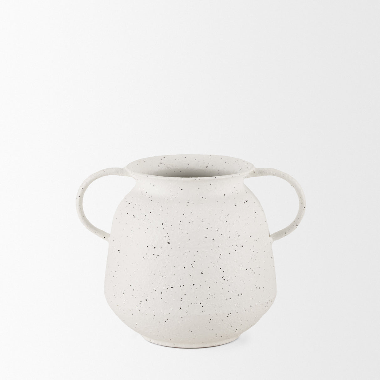 Treva Small White w/ Black Speckles Metal Vase from Mercana - Luna Furniture