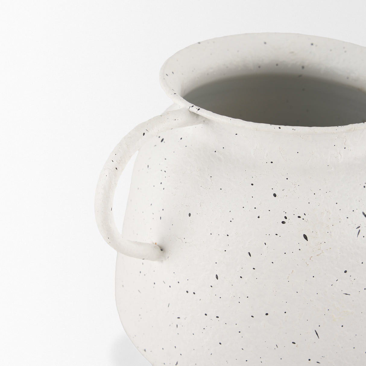 Treva Small White w/ Black Speckles Metal Vase from Mercana - Luna Furniture