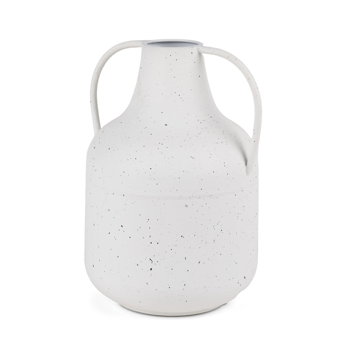 Treva Tall White w/ Black Speckles Metal Vase from Mercana - Luna Furniture