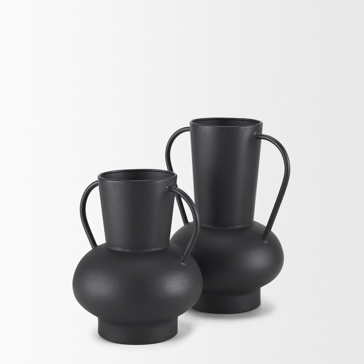 Tasya Large Matte Black w/ Handles Metal Vase from Mercana - Luna Furniture