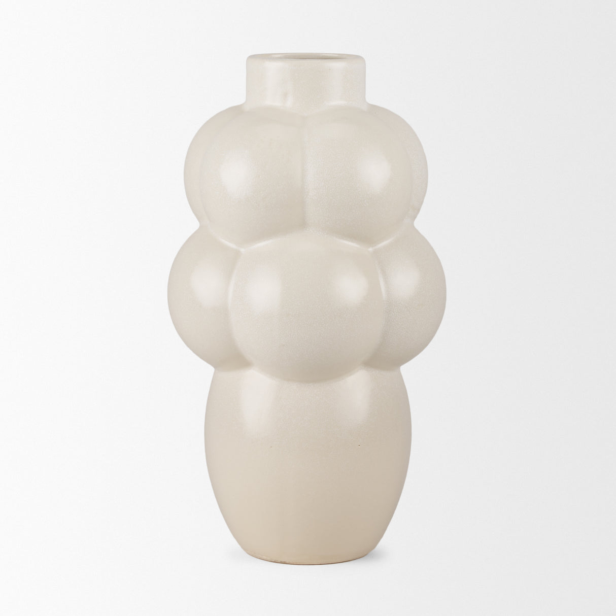 Ulvi Cream Glazed Bubble Ceramic Vase from Mercana - Luna Furniture
