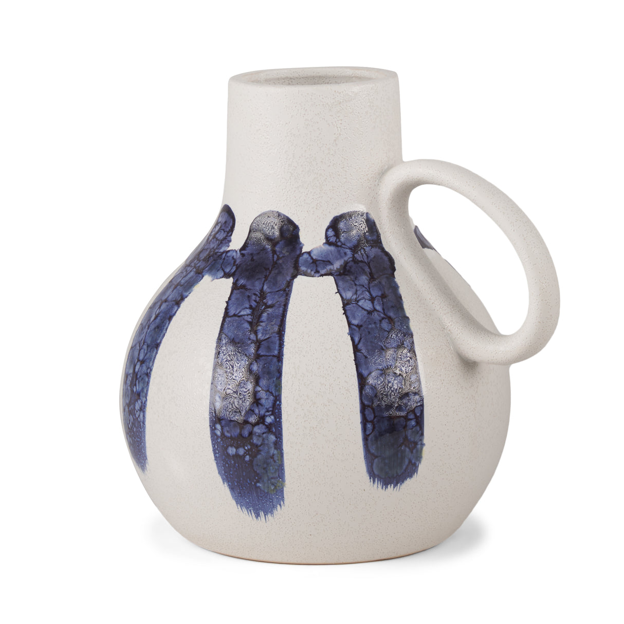 Truett White w/ Blue Stripes Ceramic Jug Vase from Mercana - Luna Furniture