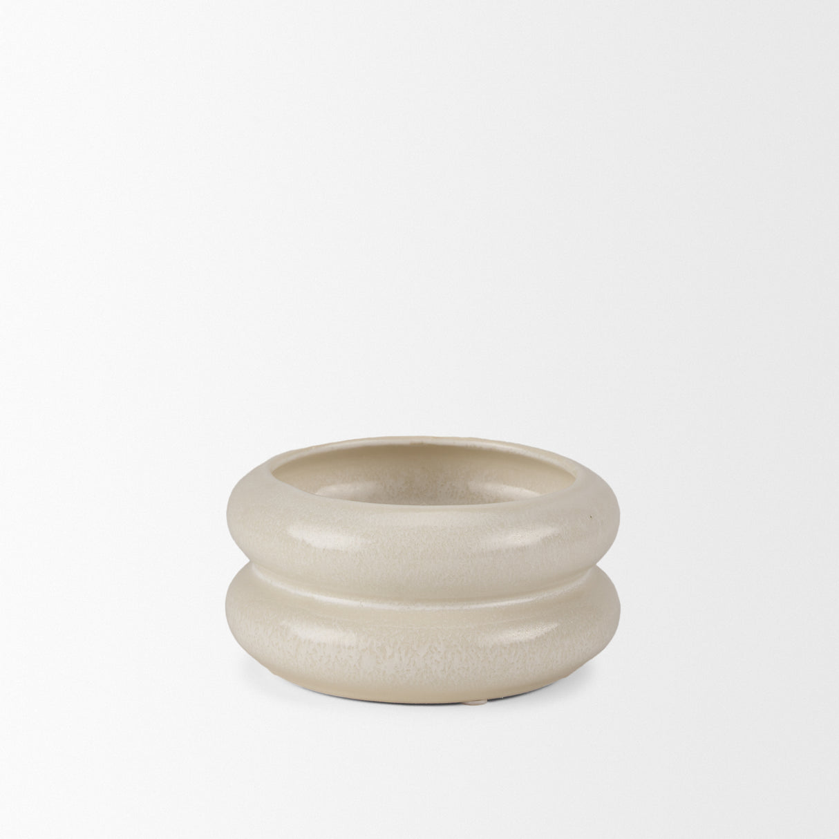 Twyla Short Cream Glazed Ring Pot from Mercana - Luna Furniture