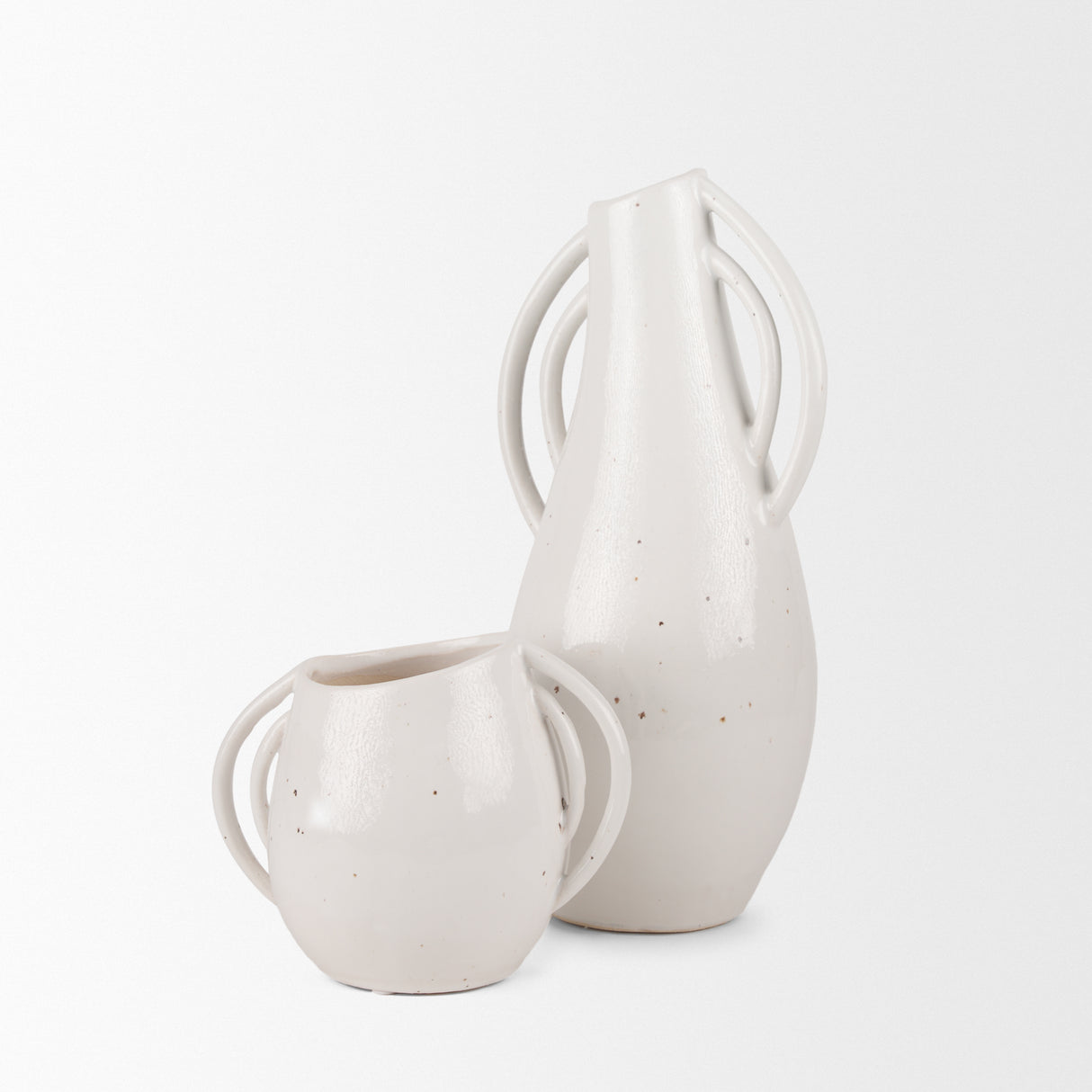Urvi Tall Off White Speckled Asymmetrical Ceramic Vase from Mercana - Luna Furniture