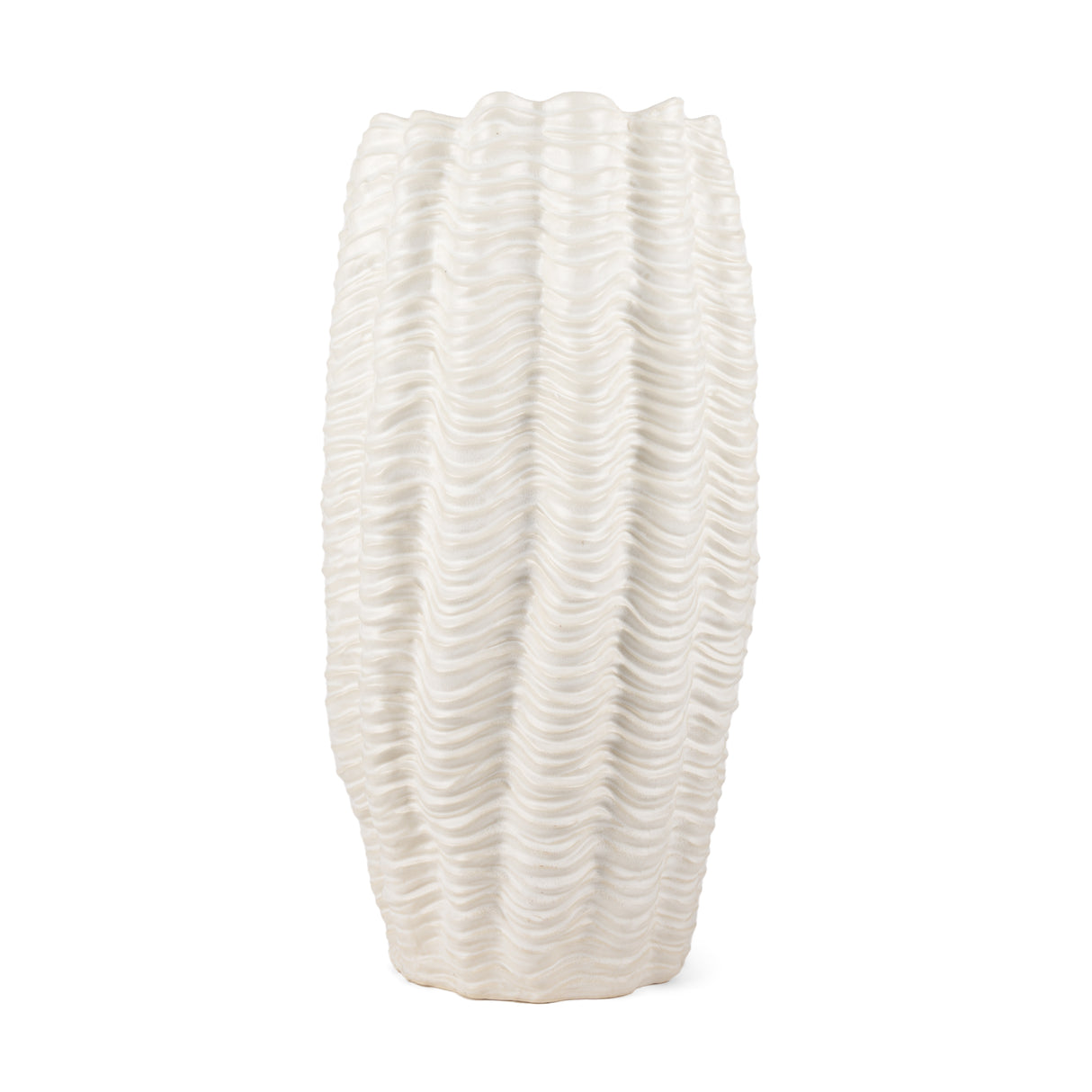 Velia Tall Seashell Sculptural Cream Glazed Ceramic Vase from Mercana - Luna Furniture