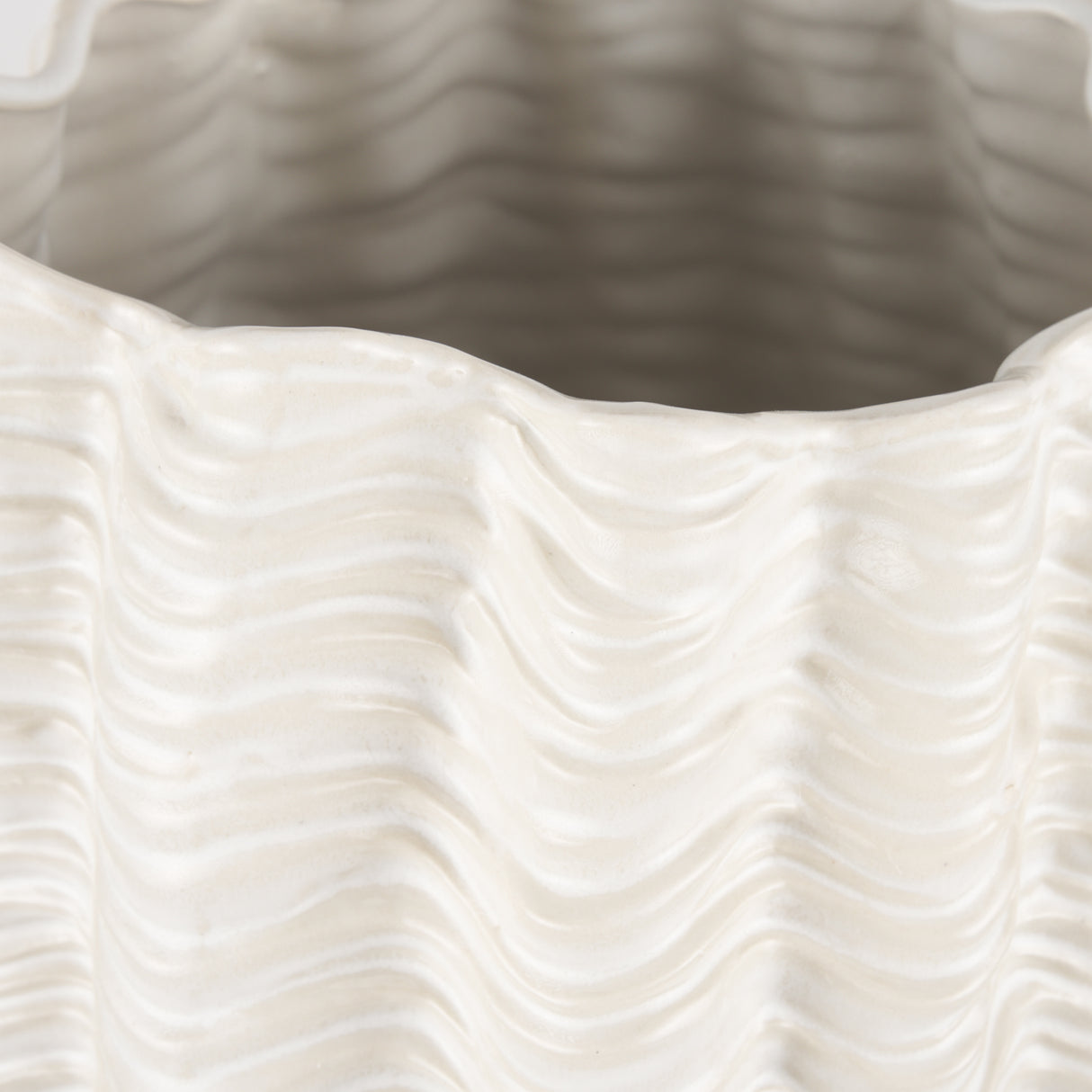 Velia Tall Seashell Sculptural Cream Glazed Ceramic Vase from Mercana - Luna Furniture