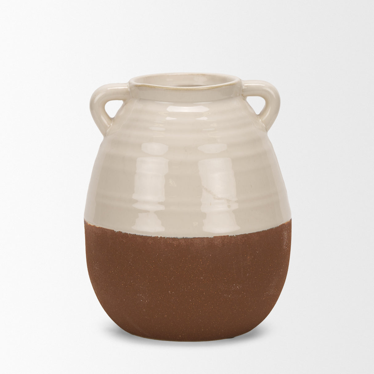 Tryna Small Beige w/ Matte Brown Ceramic Vase from Mercana - Luna Furniture