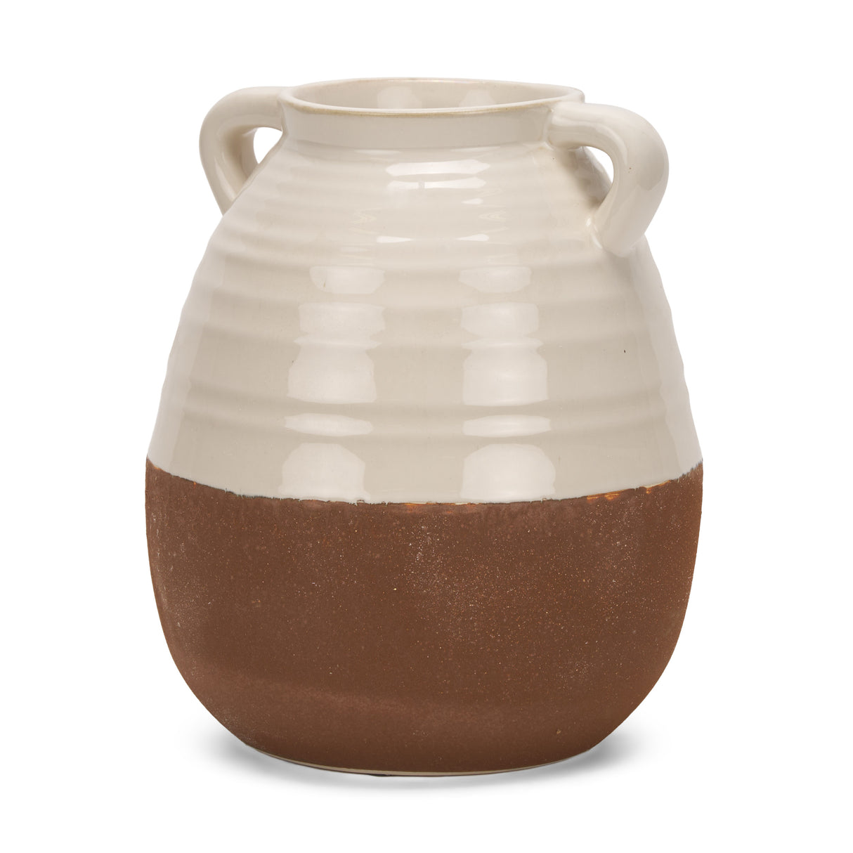 Tryna Large Beige w/ Matte Brown Ceramic Vase from Mercana - Luna Furniture
