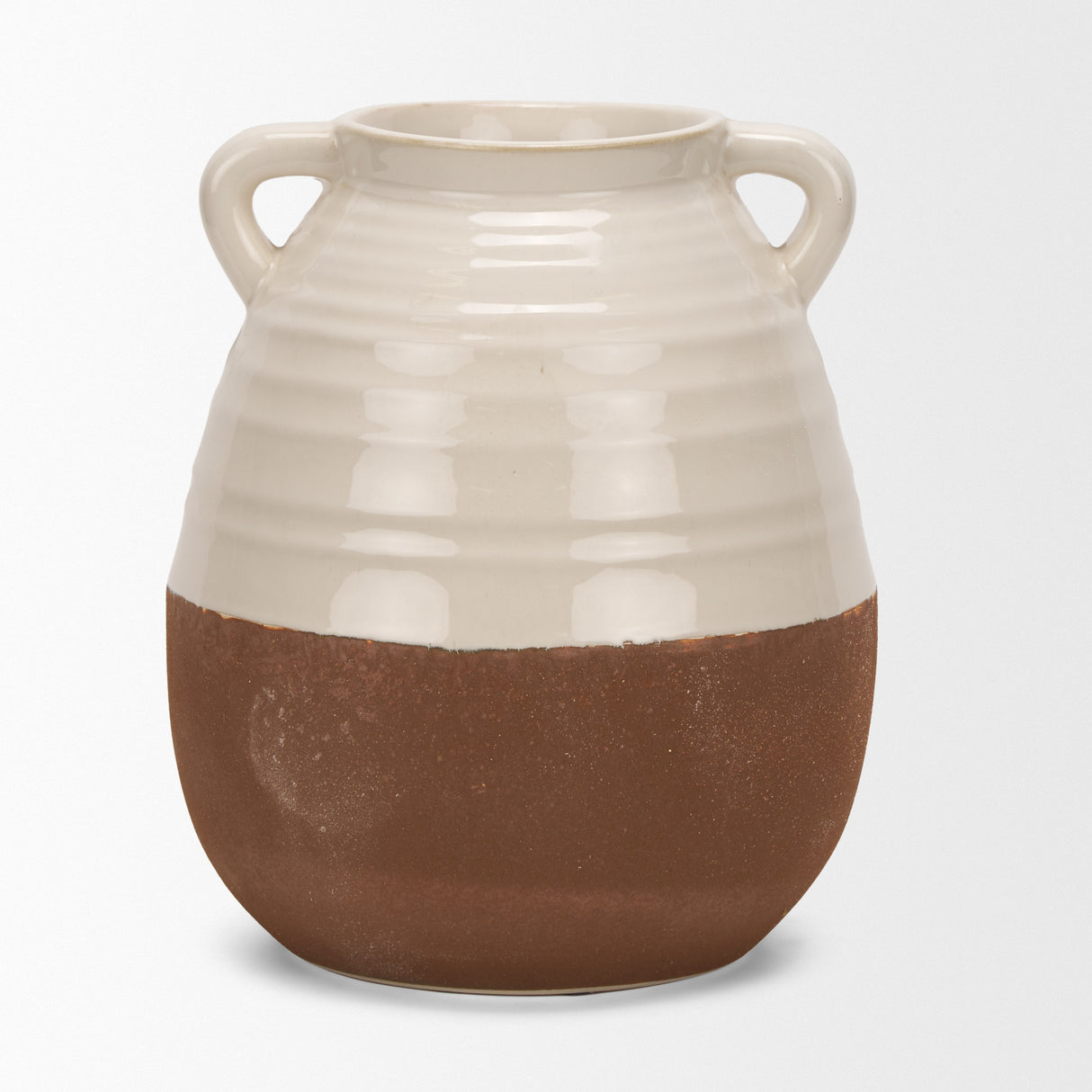 Tryna Large Beige w/ Matte Brown Ceramic Vase from Mercana - Luna Furniture