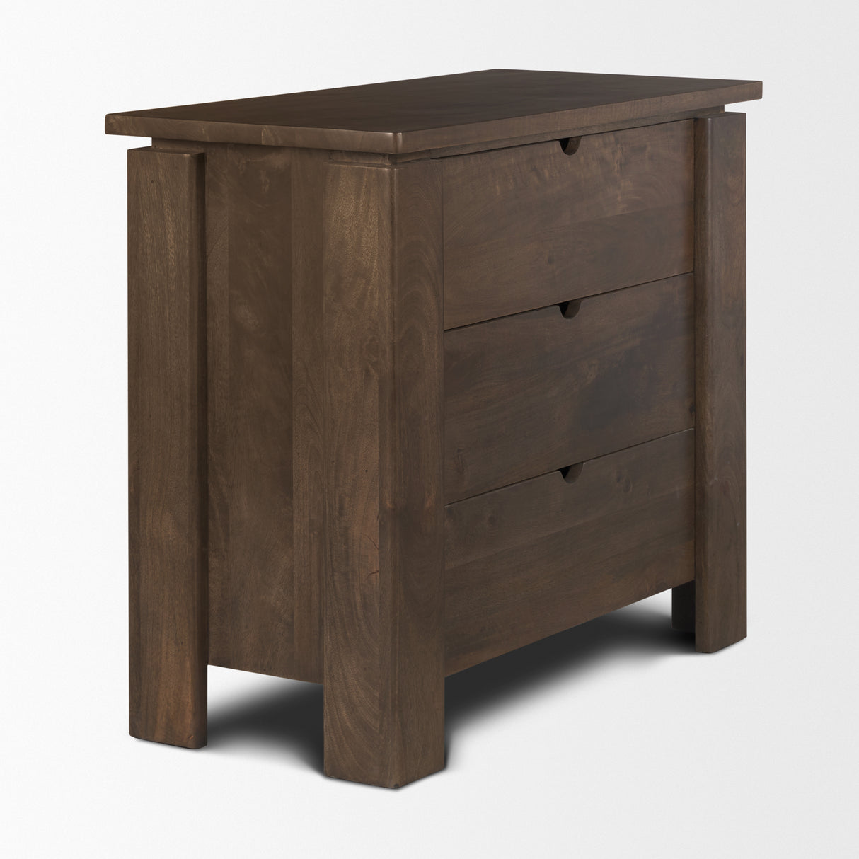 Wallen Solid Dark Brown Wood 3 Drawer Accent Cabinet from Mercana - Luna Furniture