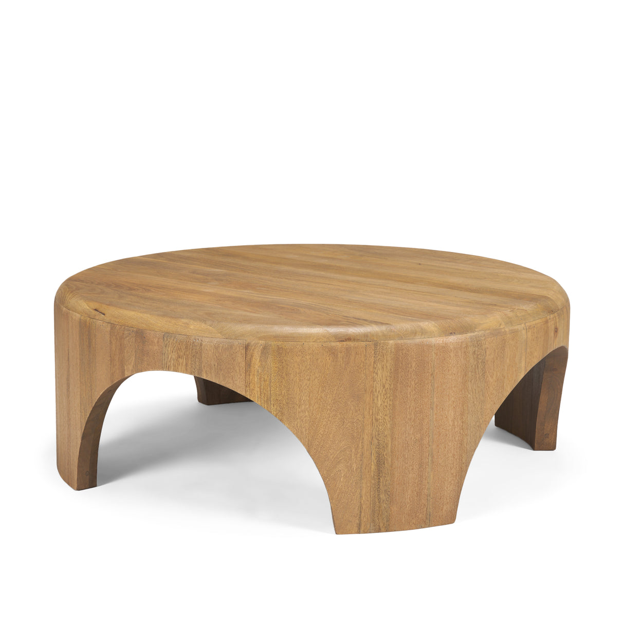 Shima Round Light Brown Wood W/Arched Legs Coffee Table from Mercana - Luna Furniture
