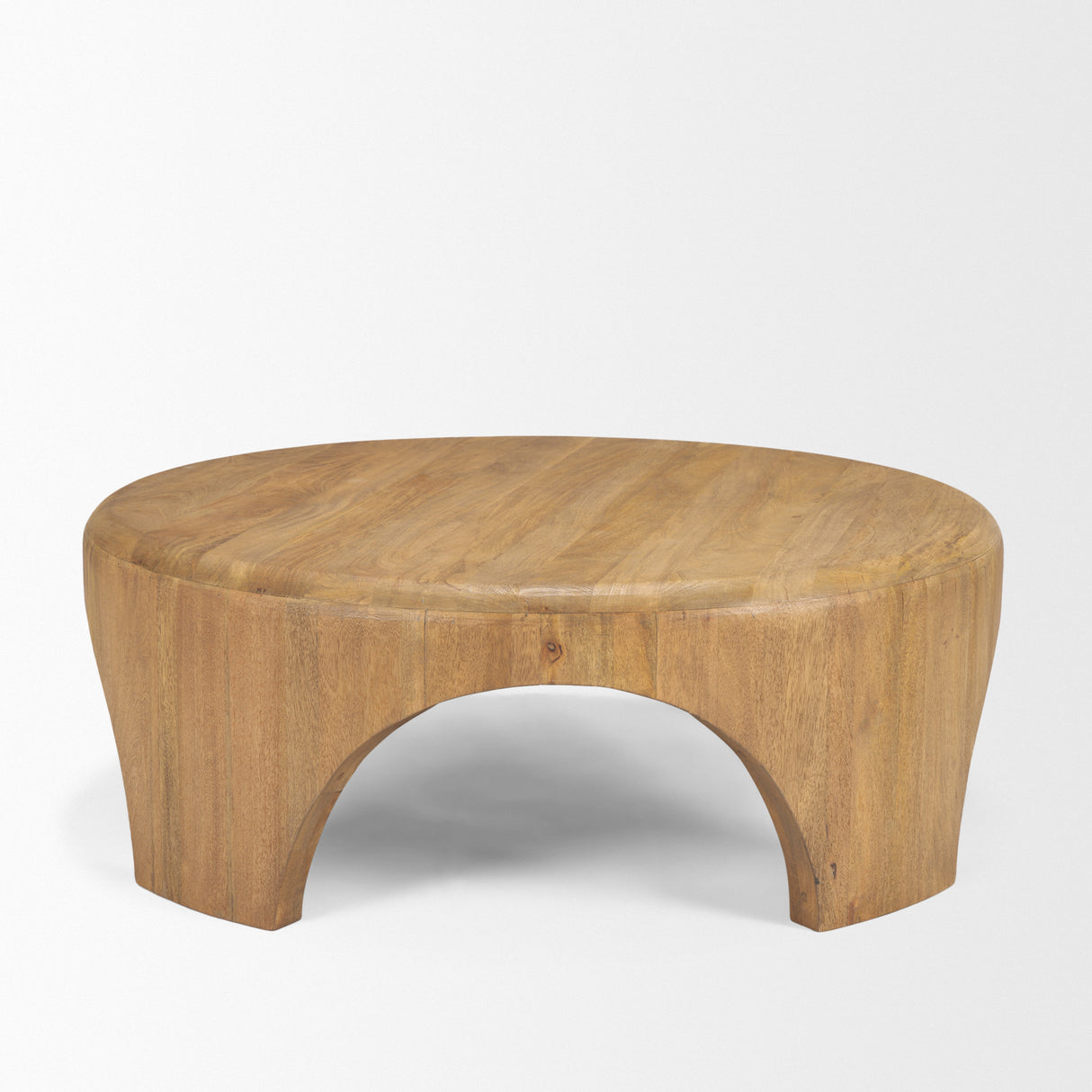 Shima Round Light Brown Wood W/Arched Legs Coffee Table from Mercana - Luna Furniture