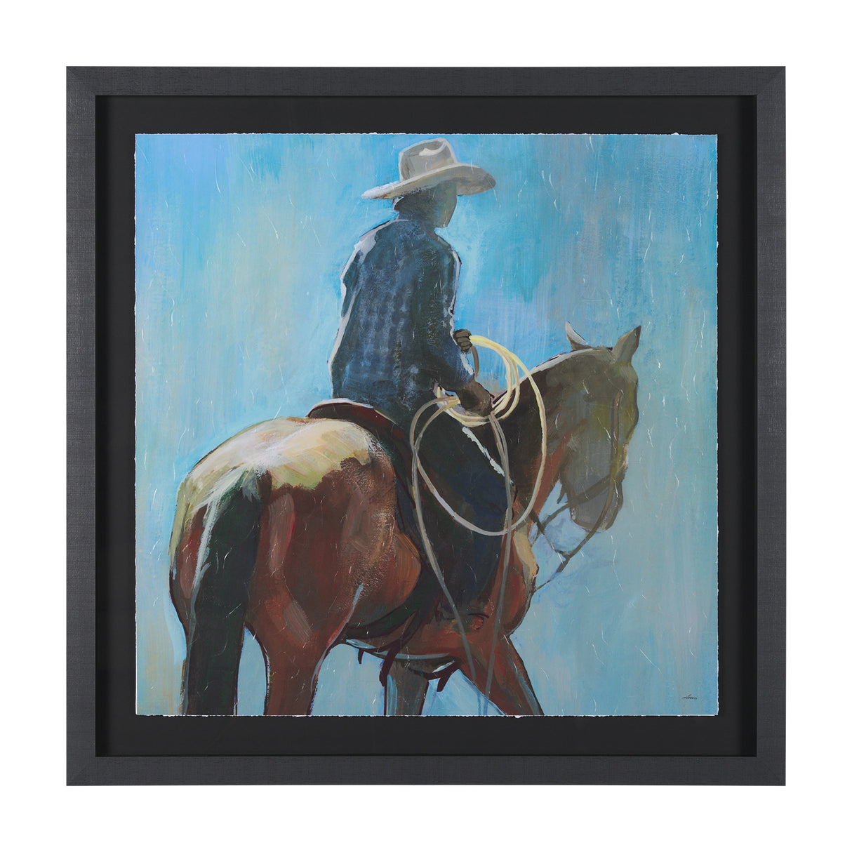 Round Up I Cowboy and Horse by Mercana Studio a Hand Embellished Framed Art Print Matted under Glass from Mercana - Luna Furniture
